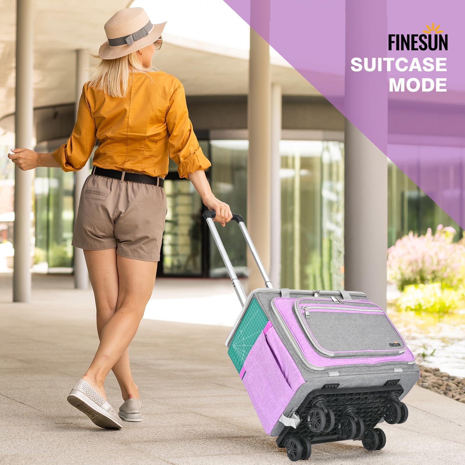 Rolling Tote Bag for Women - Wheeled Teacher Bag & Office Briefcase with Retractable Handle | Perfect for Work, School, Travel & Craft Storage | Durable Carry-On Wheeled Tote for Professionals