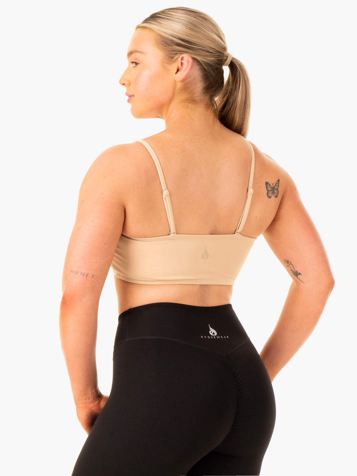Convertible Bandeau Sports Bra for Women - Seamless Workout Top with Adjustable Straps - Yoga, Running, Gym & Activewear - Sand Color
