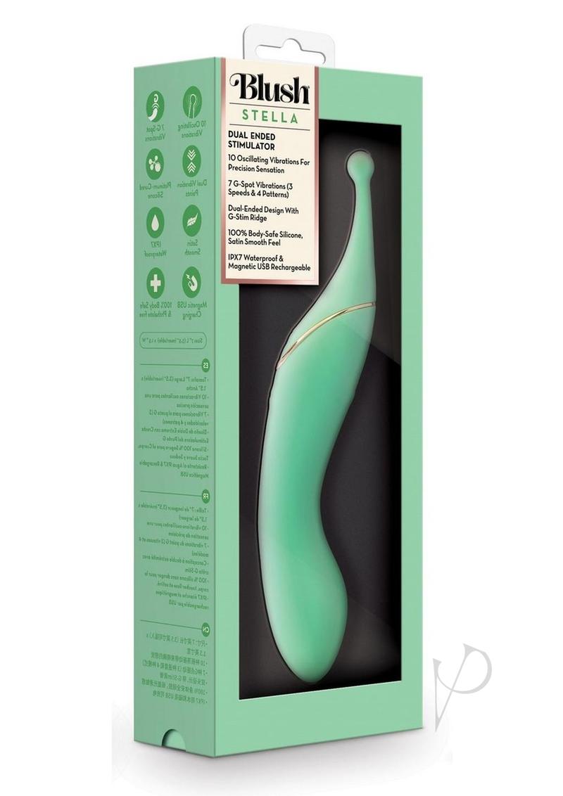 Stella Rechargeable Silicone Dual-End Vibrator - Blush Collection (Green) | Waterproof & Powerful for Couples & Solo Play