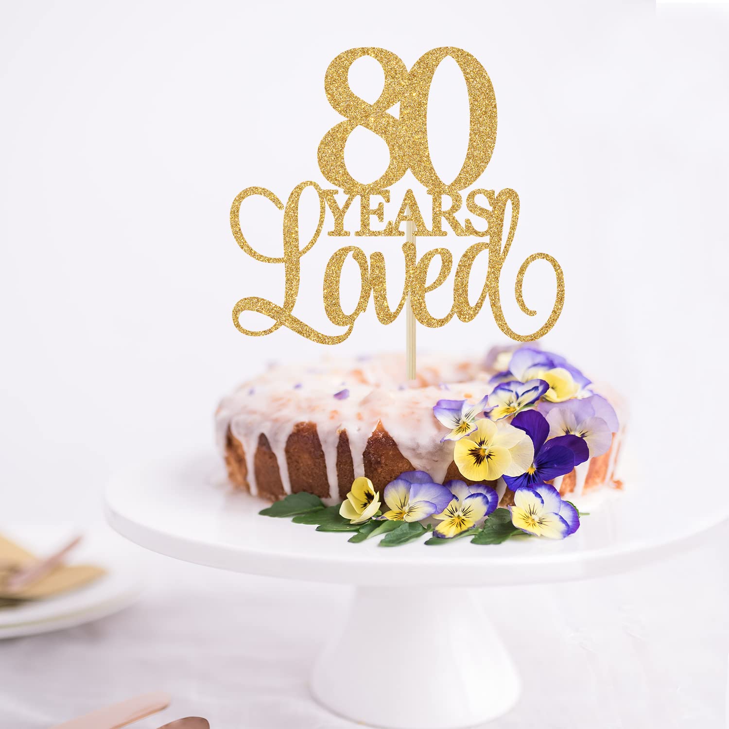 80th Birthday Cake Topper - Gold Glitter 'Cheers to 80 Years' Decor for Anniversary Parties, Wedding Celebrations & Milestone Events - Perfect for 80th Birthday, Wedding Anniversary & Special Occasion Cake Decorations