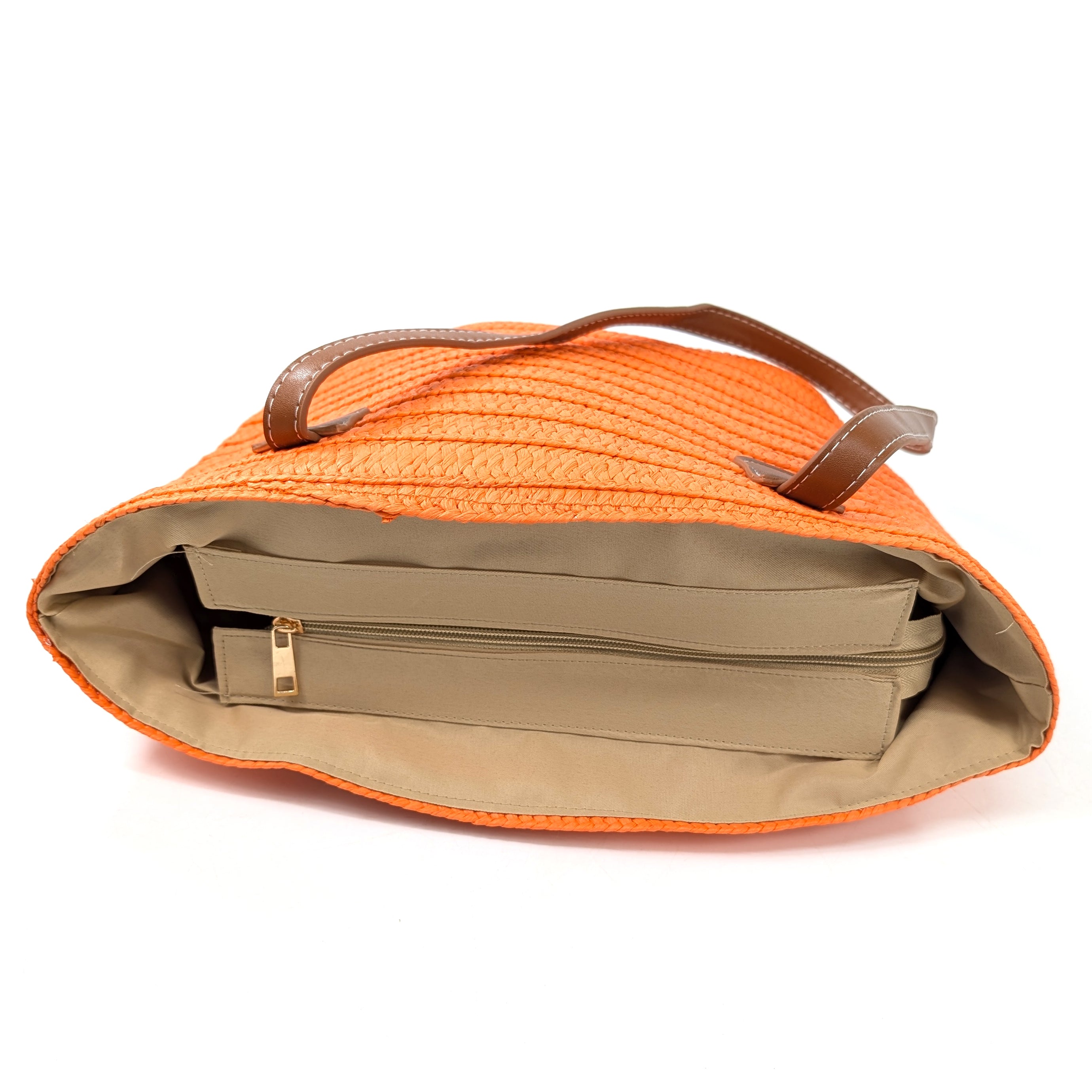 Stylish Straw Shoulder Bag for Women - Trendy Orange Woven Handbag for Summer, Beach, and Casual Outings