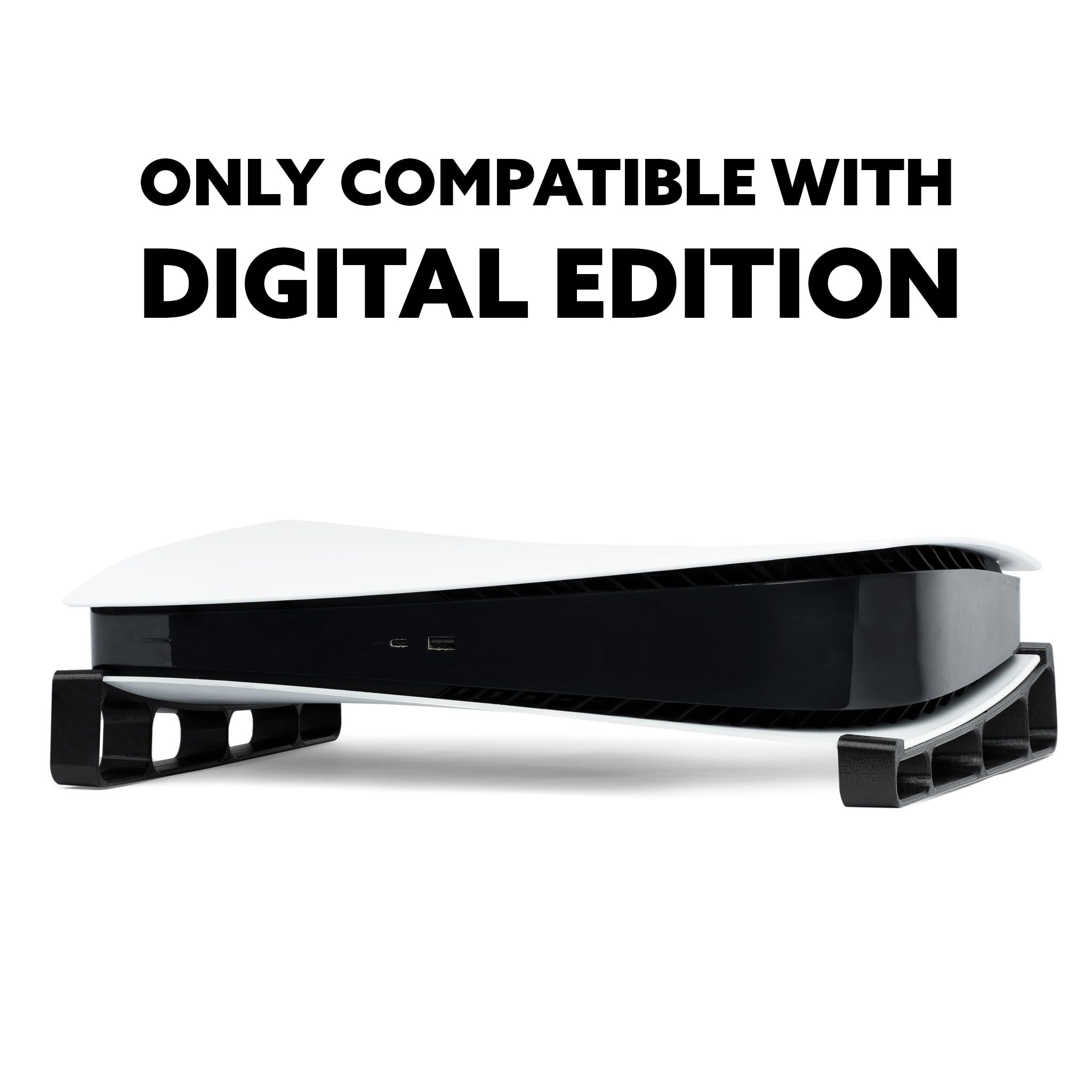 Glistco PS5 Horizontal Stand for Digital Edition - White - Compatible with PlayStation 5 Console - Perfect for Gaming Setup & Living Room Organization