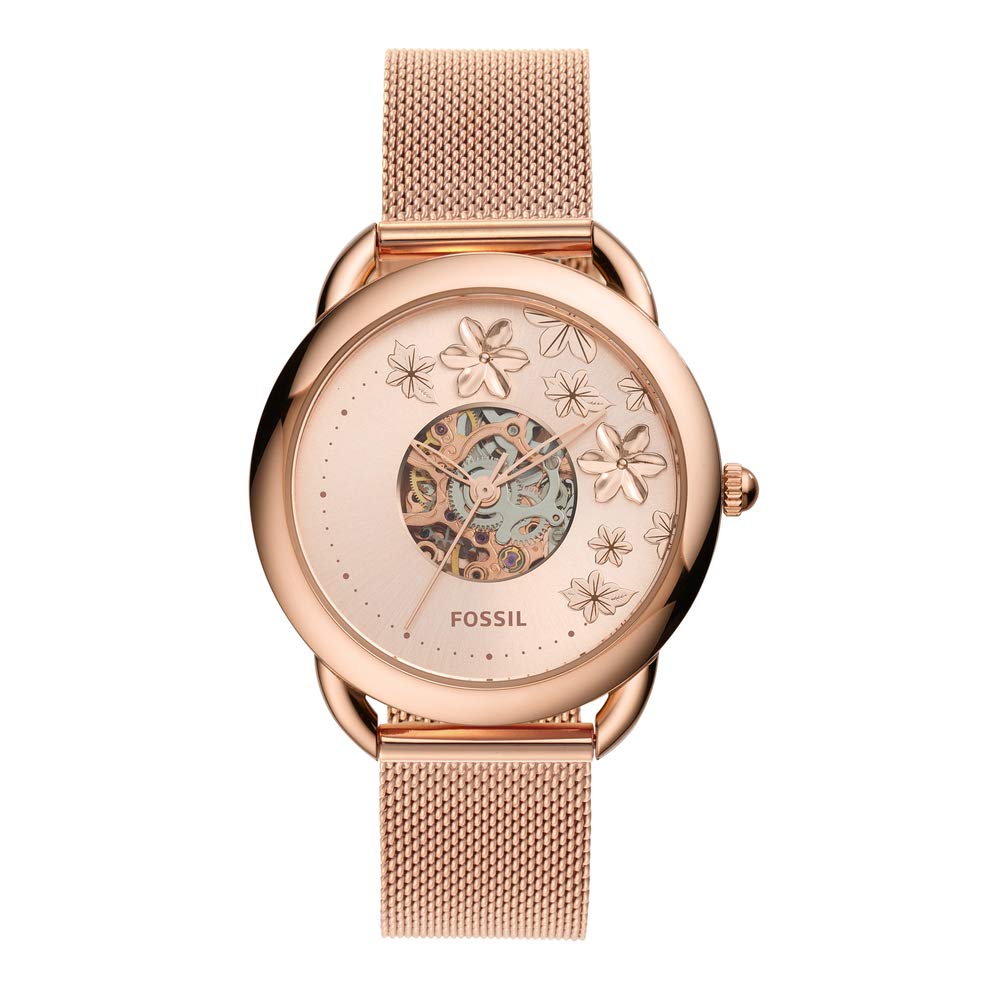 Elegant Automatic Rose Gold-Tone Stainless Steel Mesh Watch for Women - Perfect for Office, Party & Everyday Wear