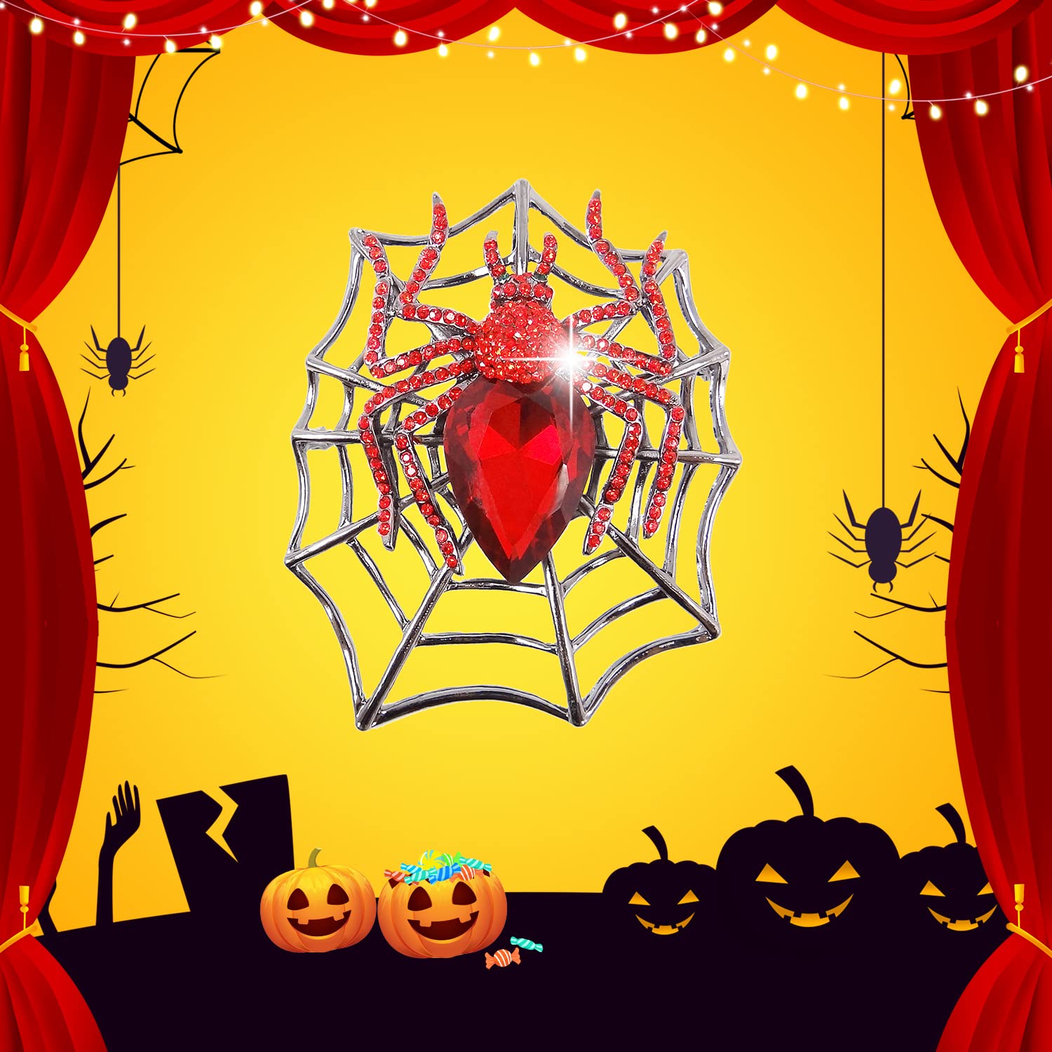 Sparkling Rhinestone Spider Brooch for Halloween Costumes & Gifts