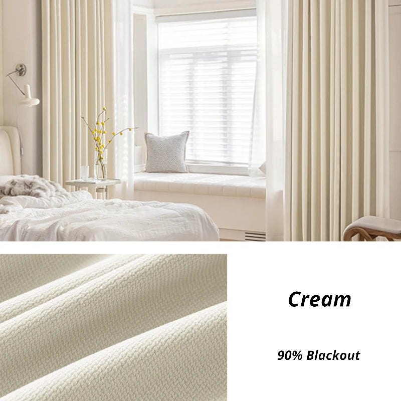 Amalia Cotton Linen Japandi Textured Room Darkening Curtains - Blackout Window Drapes for Bedroom, Living Room & Nursery - Noise Reducing & Light Blocking Home Decor