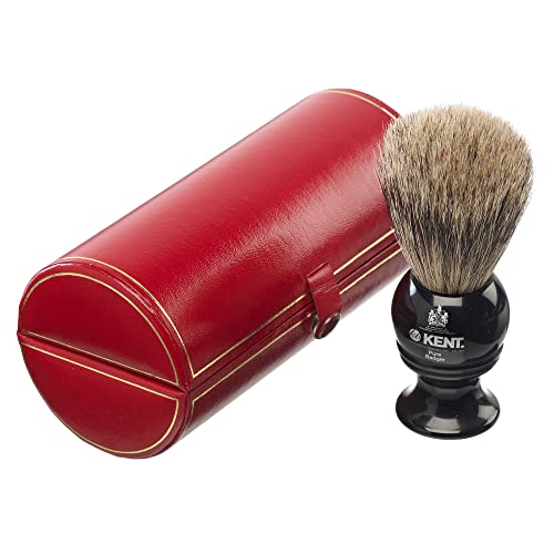 Kent BLK2 Handcrafted Badger Hair Shaving Brush with Black Base - Premium Shave Brush for Cream & Soap to Create Perfect Lather - Luxury English-Made Shaving Accessory Since 1777 - Ideal for Wet Shaving, Beard Care & Grooming Kits