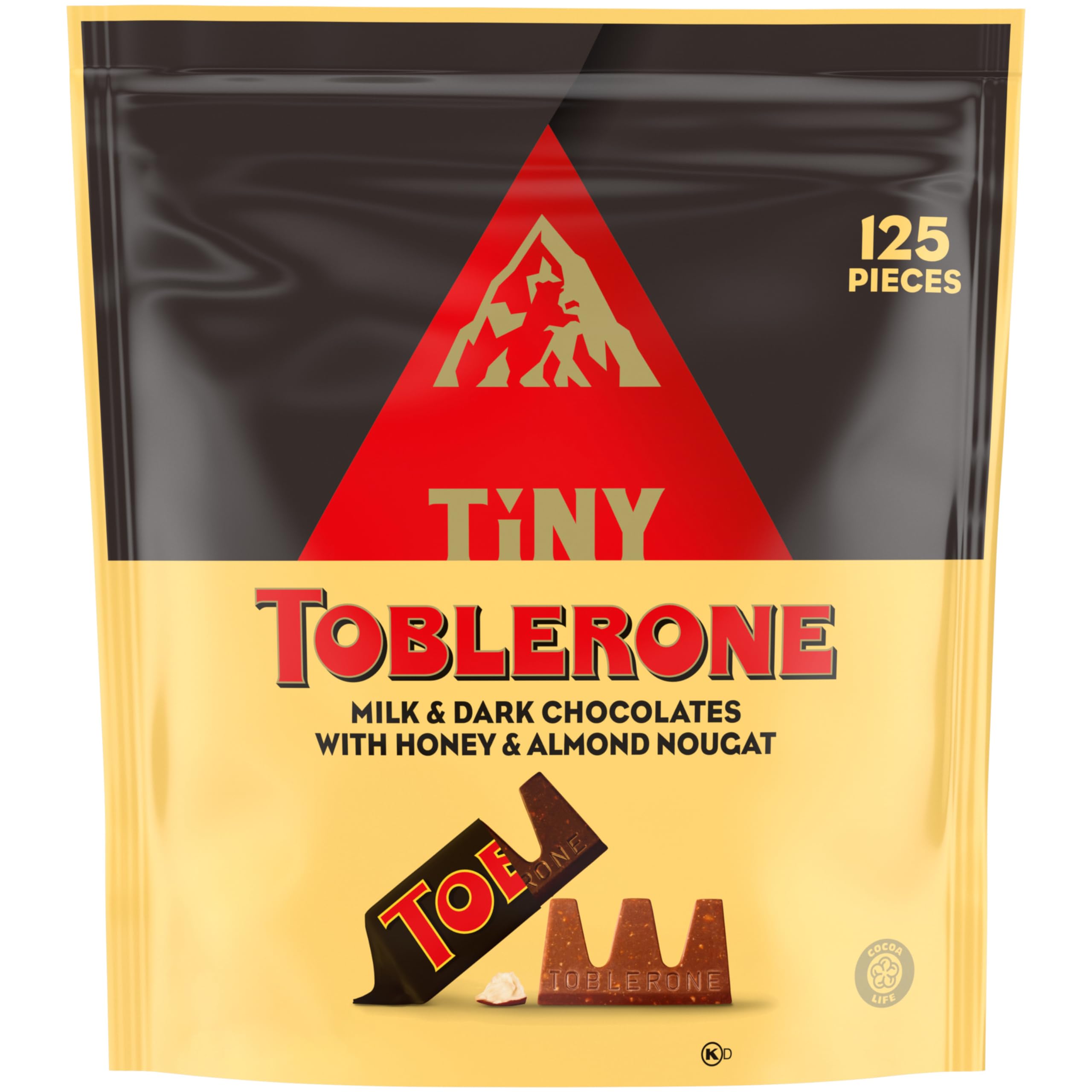 Toblerone Tiny Chocolate Gift Bag Variety Pack - 125 Pieces (Milk & Dark Chocolate Bars) - Perfect for Party Favors, Office Treats & Holiday Gifting