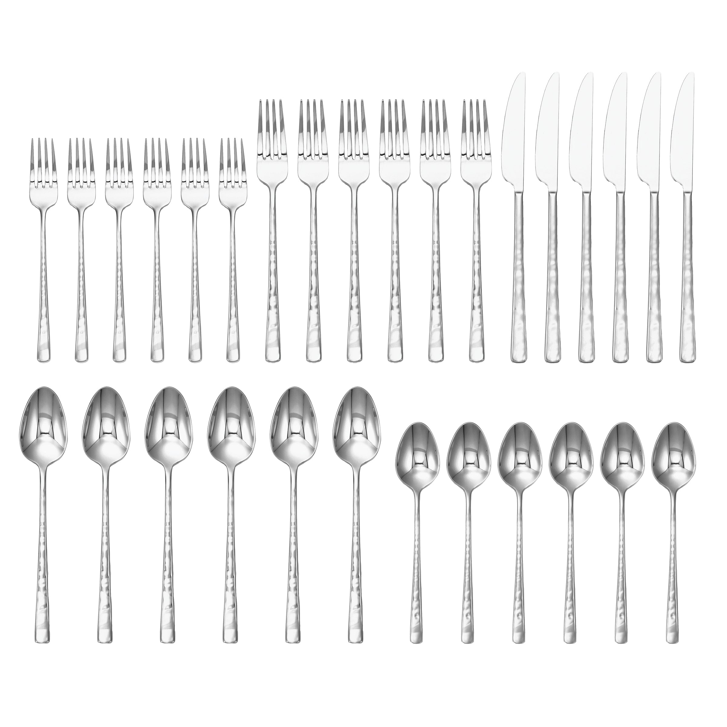 Almada Mirror Texture 30-Piece Flatware Set - Stainless Steel Silverware for Dining, Wedding & Home Decor | Elegant Cutlery for Restaurants, Parties & Everyday Use