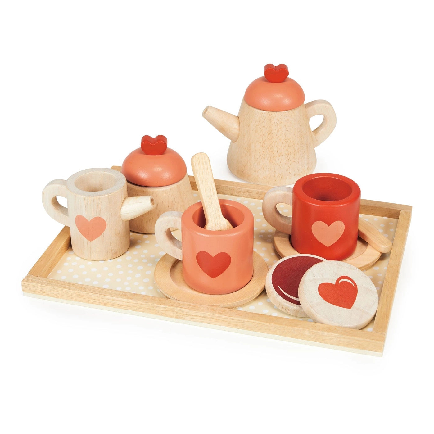 Premium Wooden Tea Tray Set - Handcrafted Serving Tray for Tea Ceremony, Afternoon Tea & Coffee Break - Elegant Tea Party Accessories for Home, Office & Gifts