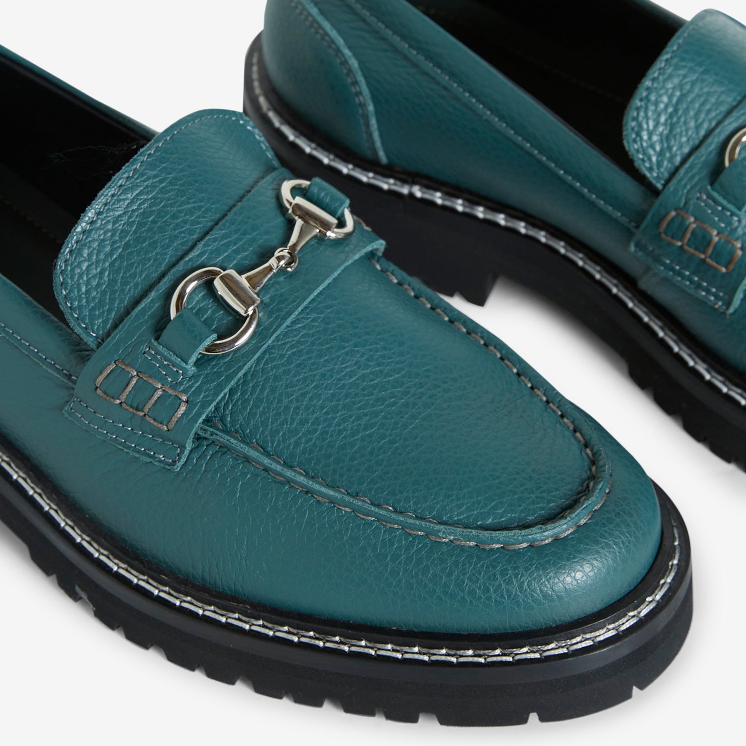 Premium Grain Leather Snaffle Bit Loafer Shoes in Basil Green - Classic Comfort for Office, Business & Casual Wear