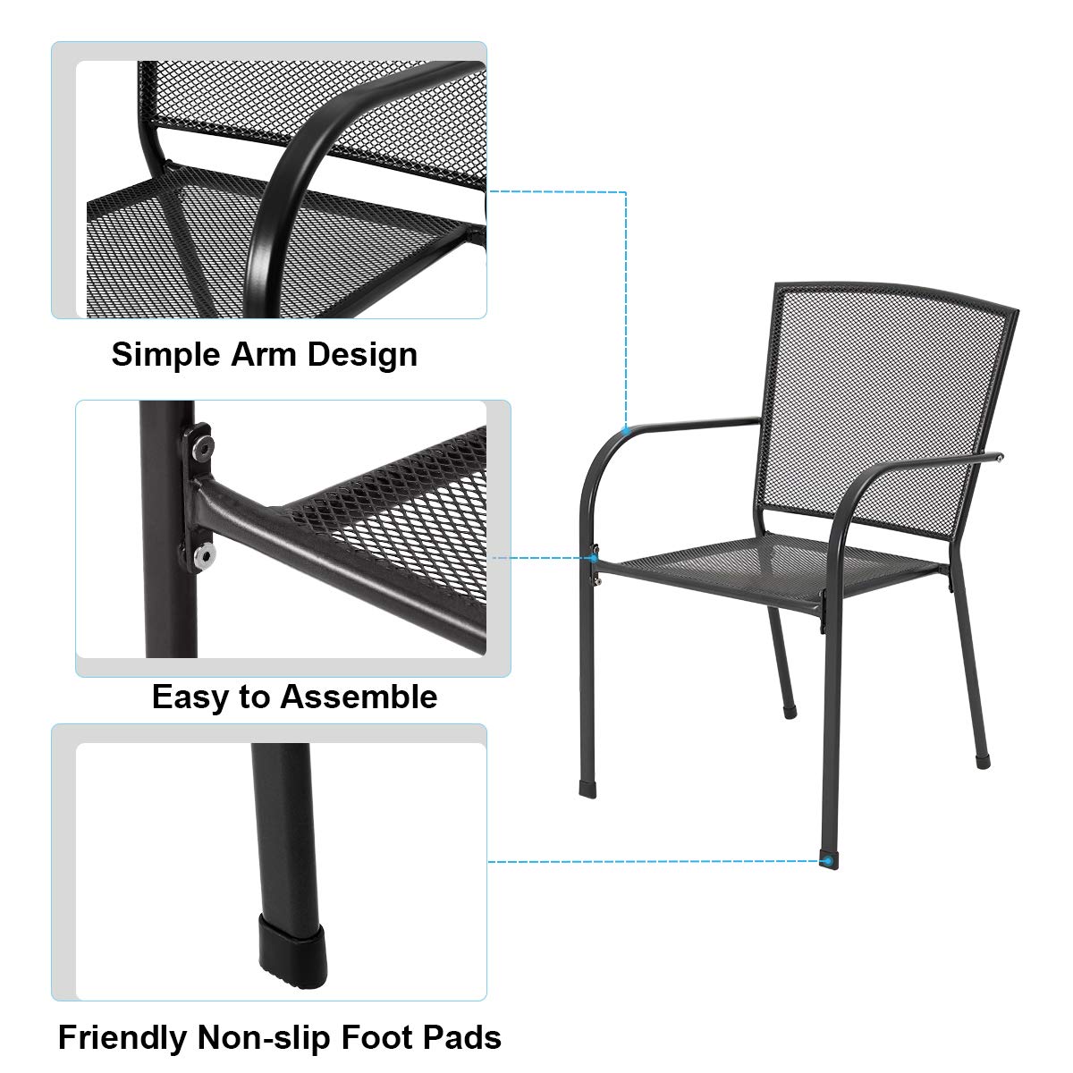 **AECOJOY 5-Piece Outdoor Dining Set - Patio Table & 4 Chairs with 1.73