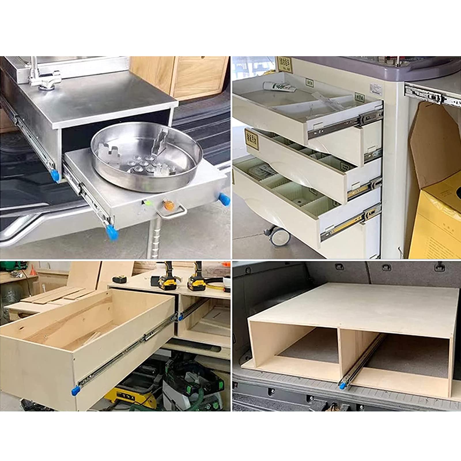 Heavy Duty 38 Inch (965.2mm) Ball Bearing Drawer Slides - 3-Section Extension Cabinet Drawer Runners for Industrial & Home Use - Perfect for Kitchen Cabinets, Office Furniture & Workshop Storage