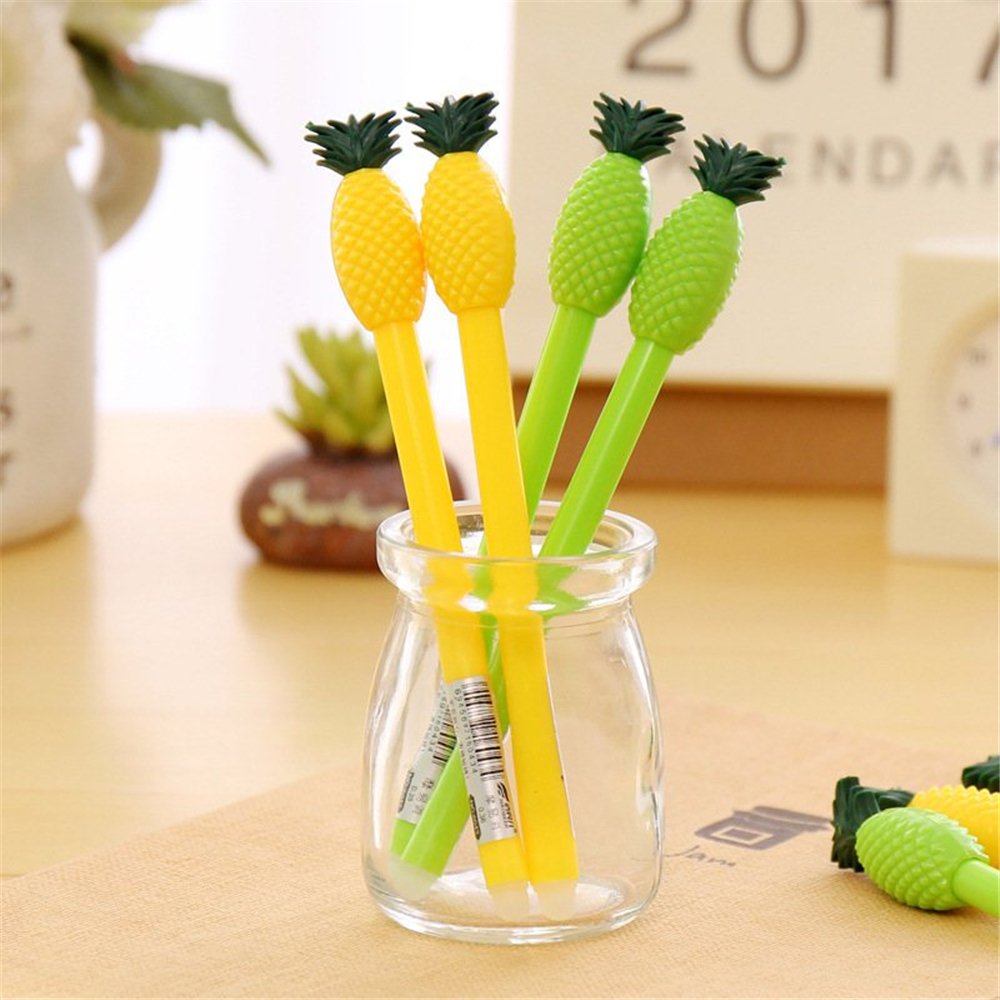 Kawaii Pineapple Shaped Gel Ink Pens - Cute Fruit Design for School & Office, Fun Stationery for Girls & Kids (6-Pack) - Perfect for Note Taking, Journaling & Gift Giving