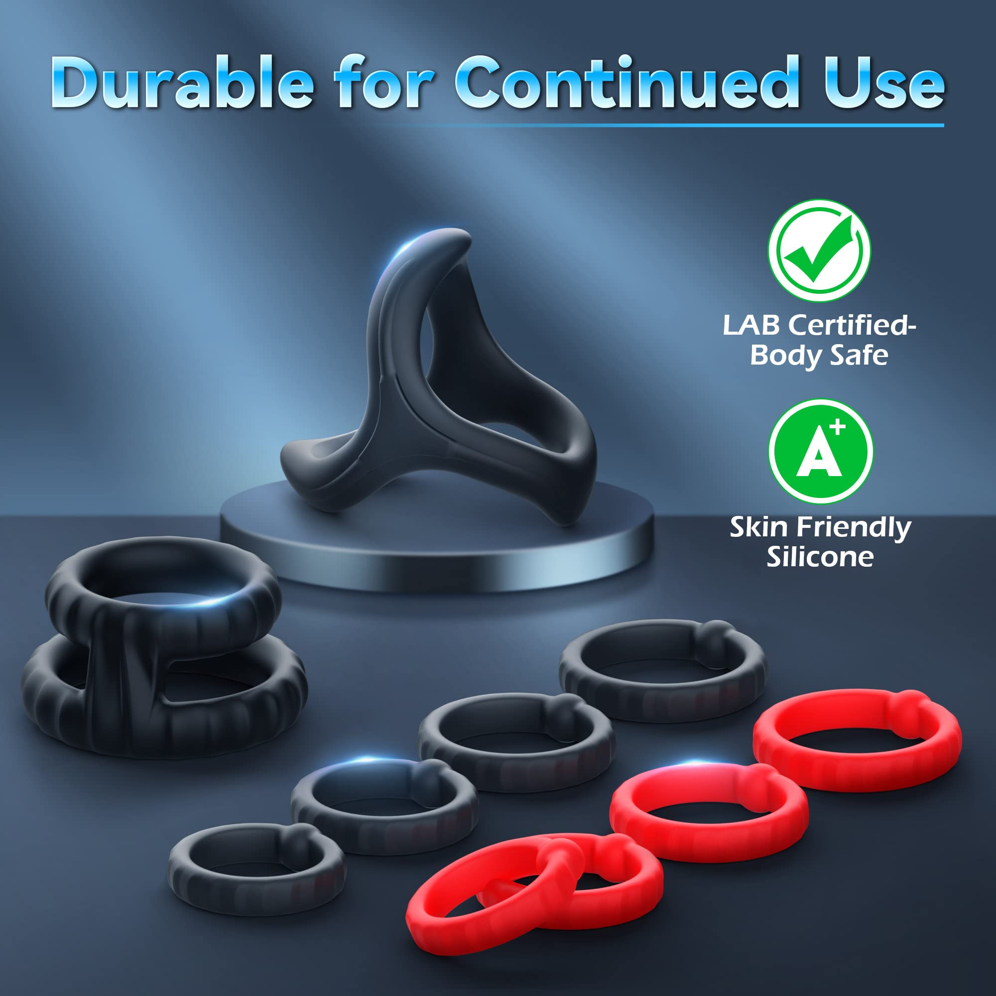 Amortoy 10-Piece Silicone Cock Ring Set for Men - Stretchy Penis Sleeves & Shaft Rings to Enhance Erection & Pleasure - Soft Adult Sex Toys for Couples - Perfect for Spicing Up Intimate Moments & Sensual Play
