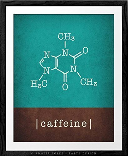 Caffeine Molecule Coffee Poster - Latte Design Wall Art for Kitchen Decor
