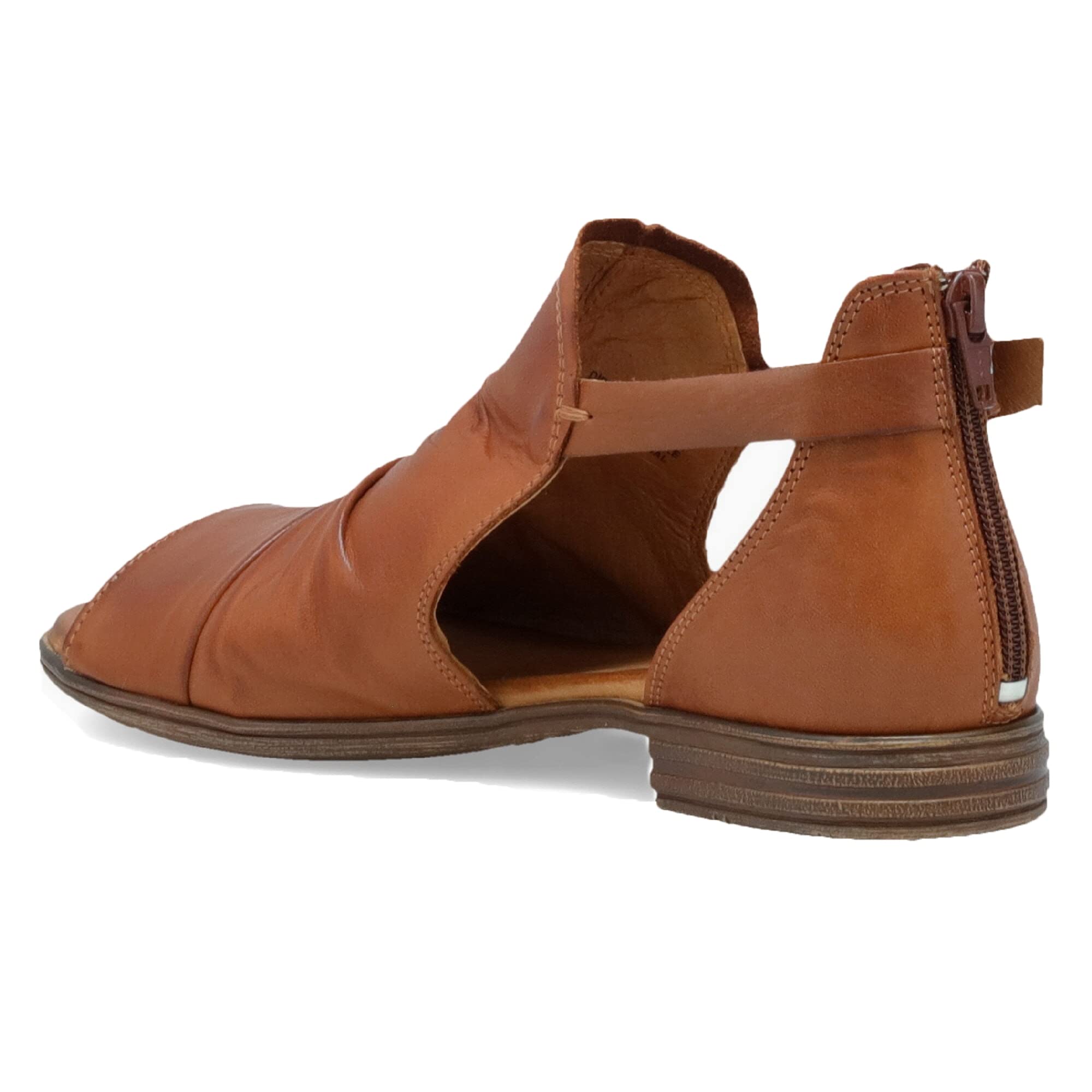 Miz Mooz Dipper Women's Leather Sandals - Peep Toe Buckle Strap Open Side Sandals for Summer Outfits & Beach Vacations