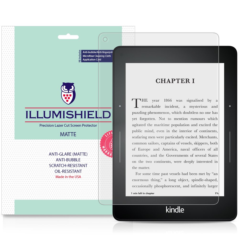 **ILLUMISHIELD Matte Screen Protector for Amazon Kindle Voyage (3-Pack) - Anti-Glare, Anti-Bubble, Anti-Fingerprint PET Film - Perfect for Reading Outdoors & Reducing Eye Strain**
