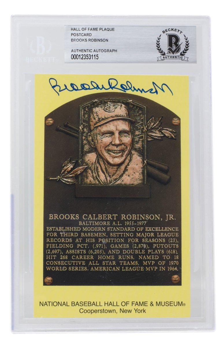 Brooks Robinson Autographed Baltimore Orioles Hall of Fame Plaque Postcard - BAS 115 Certified Collectible | Perfect for Baseball Memorabilia Displays & Sports Fan Gifts