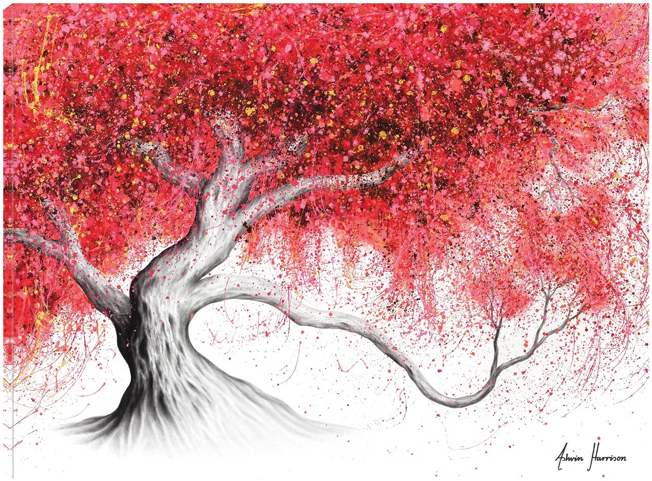 Strawberry Daze Tree Canvas Wall Art - 32x24 Inch Ready to Hang Fine Art Print by Ashvin Harrison - Perfect for Living Room, Bedroom, Office & Home Decor - Modern Botanical Painting for Dining Room, Bathroom, Kitchen & Bar Decor