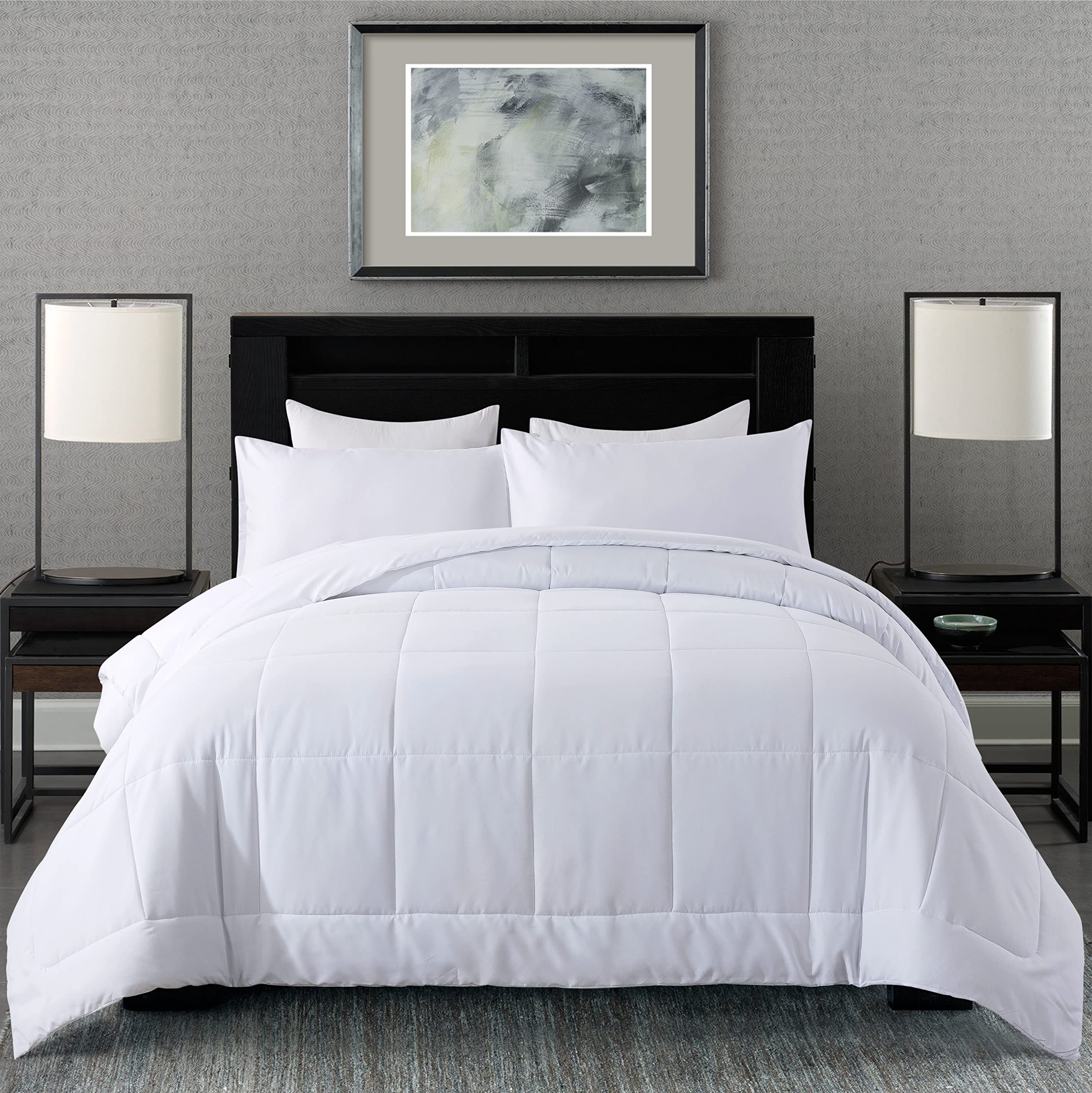 DOWNCOOL King Size Comforter Set - 3 Piece All Season Bedding with Pillow Cases for Cozy Sleep