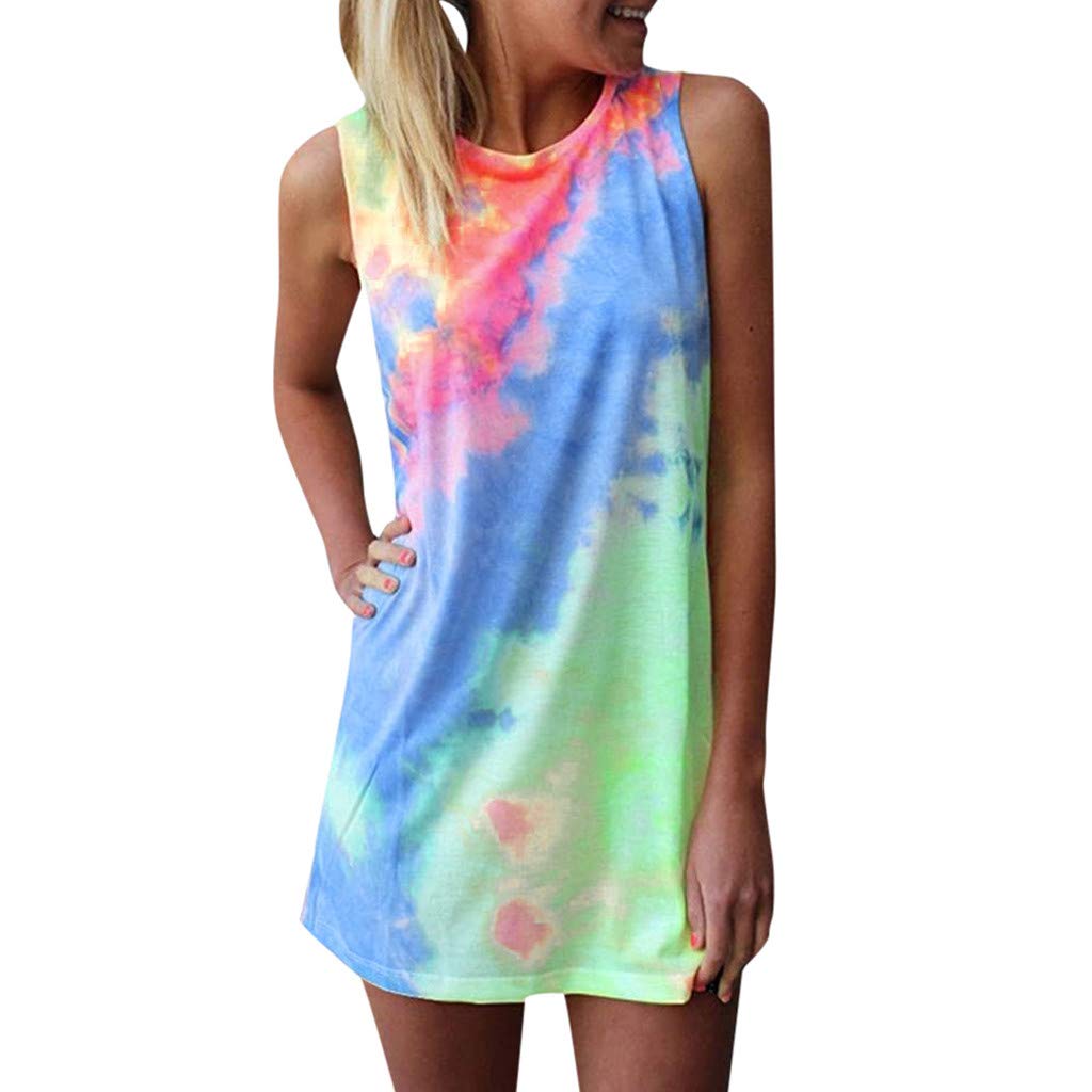 Women's Sleeveless Swing T-Shirt Dress - Loose Fit Beach Cover Up & Casual Summer Tank Dress for Vacation, Poolside, and Everyday Wear