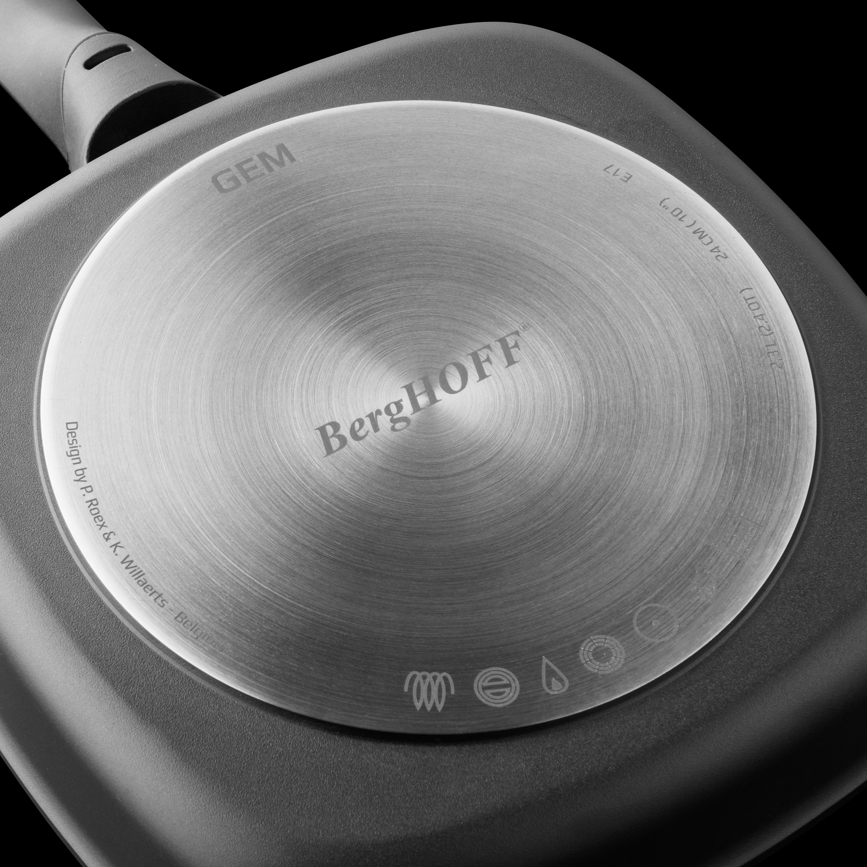 BergHOFF GEM 5-Piece Non-Stick Cast Aluminum Cookware Set - Grill Pan, Saute Pan & Stockpot for Home Kitchen, Camping & Outdoor Cooking