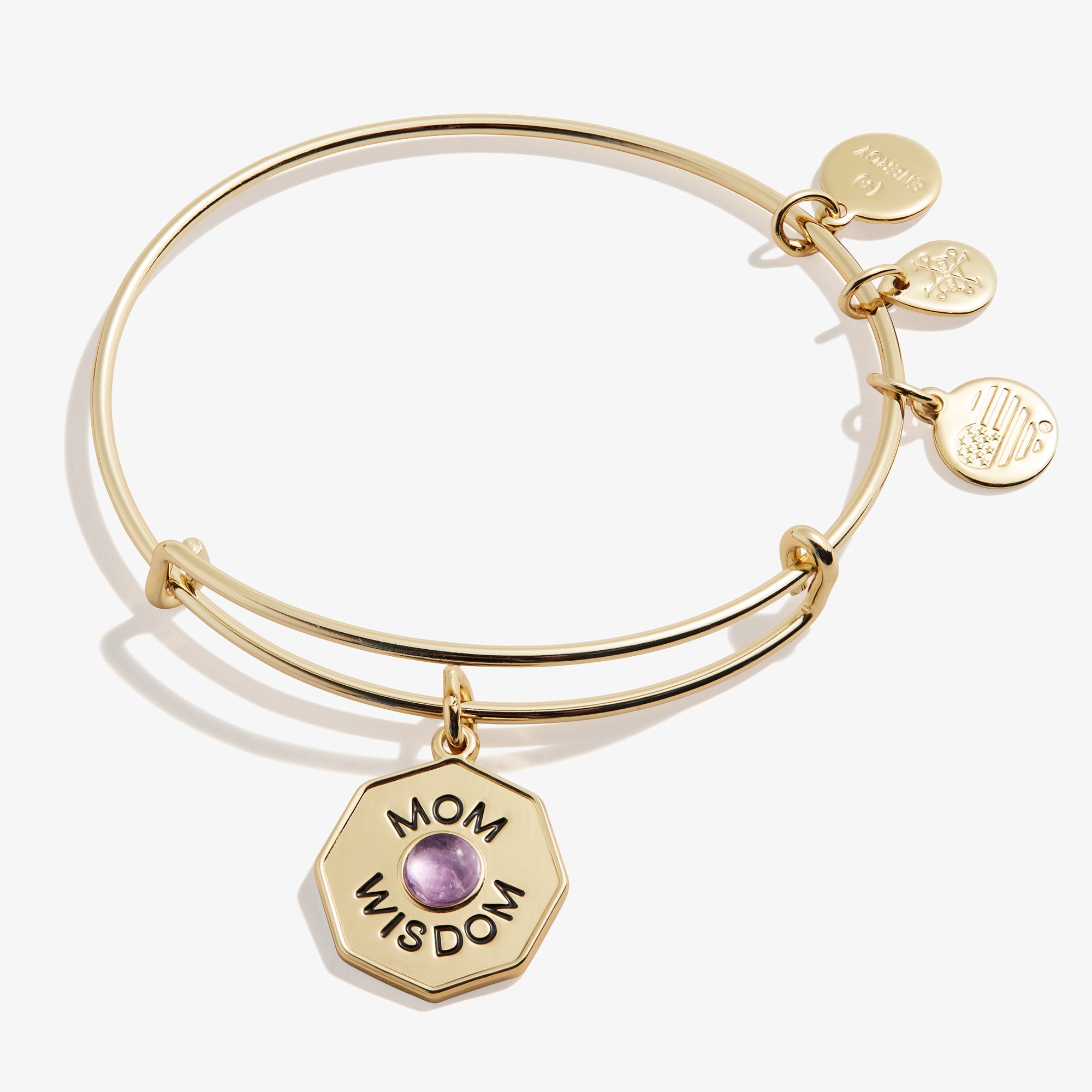 Wisdom Amethyst Charm Bangle Bracelet for Women - Elegant Crystal Jewelry Gift for Mom, Birthday, Anniversary & Special Occasions
