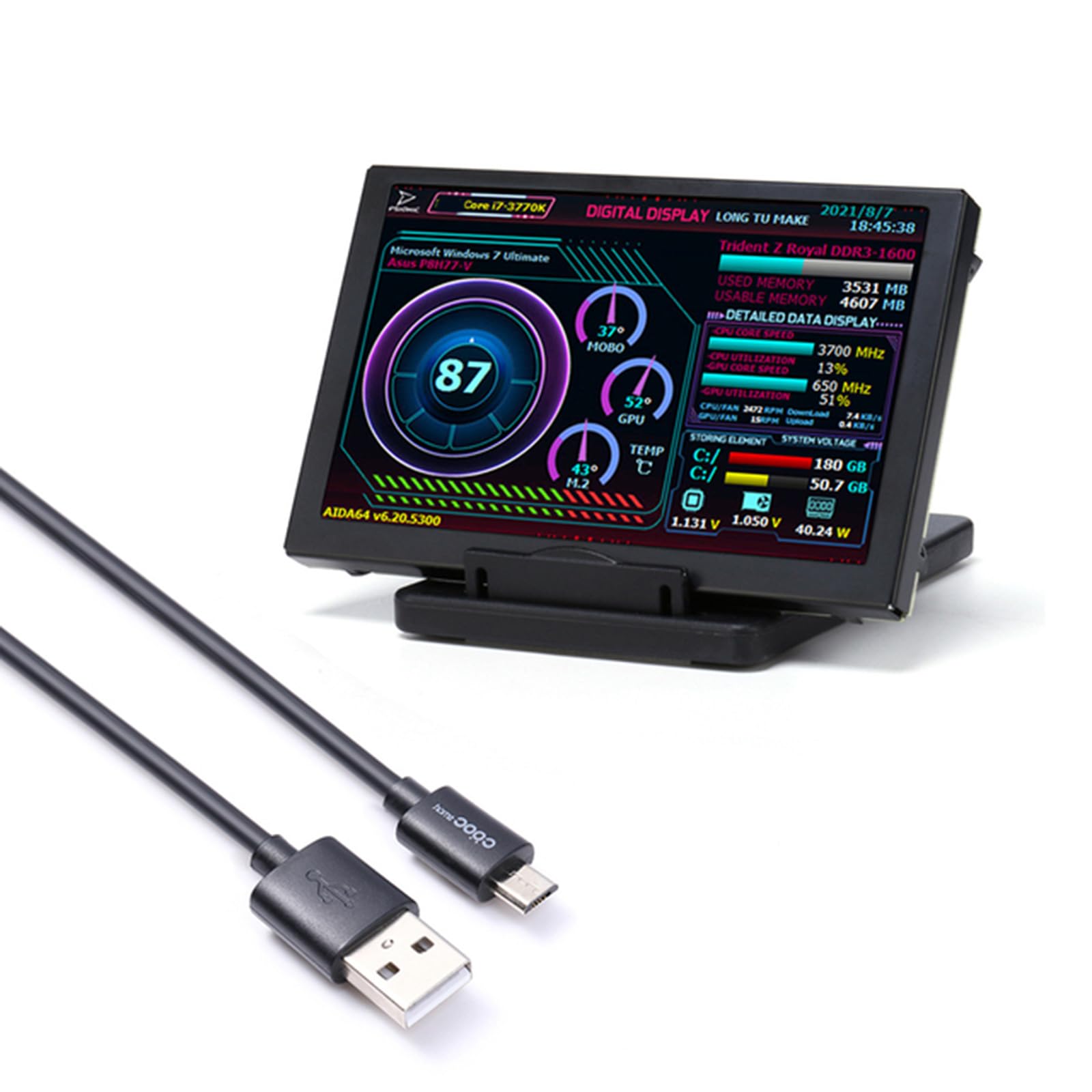BEBIKR 5 Inch IPS USB-C Secondary Monitor for PC - Portable ITX Case Display with AIDA64 Support | Perfect for Gaming Rigs, Workstations & System Monitoring