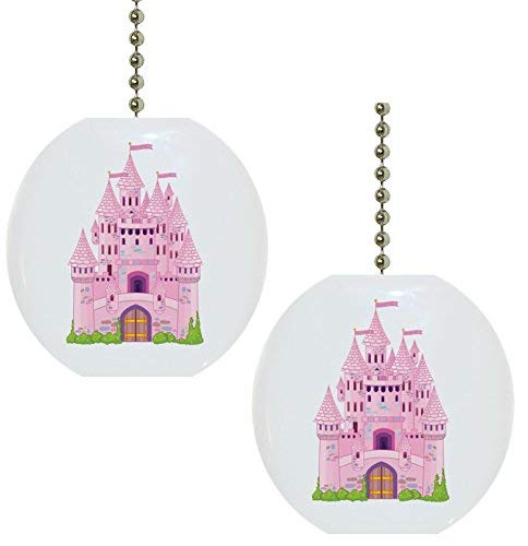 Set of 2 Fairytale Castle Ceramic Ceiling Fan Pulls - Vintage Home Decor for Bedroom, Nursery & Living Room