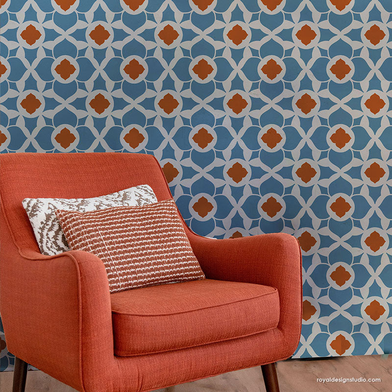 Duomo Tile Allover Stencil - Reusable DIY Wall & Floor Stencil for Home Decor, Moroccan Pattern - Perfect for Bathroom, Kitchen Backsplash, and Accent Walls