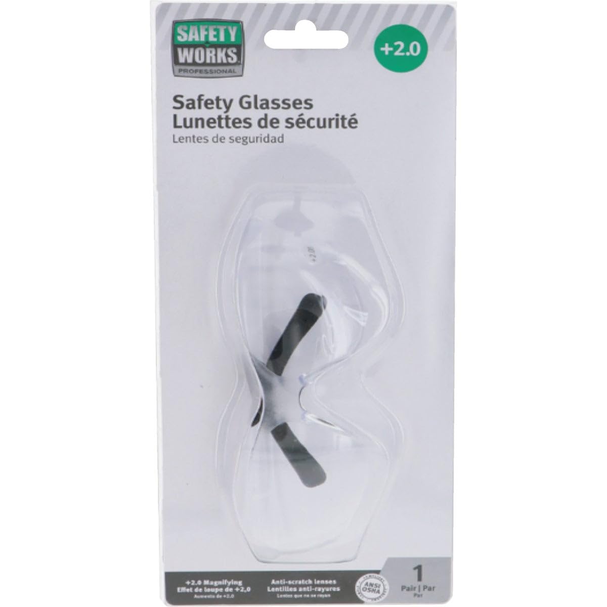 Safety Works 10061646 2.0 Bifocal Safety Glasses - ANSI Certified Protective Eyewear for Construction, Woodworking & DIY Projects