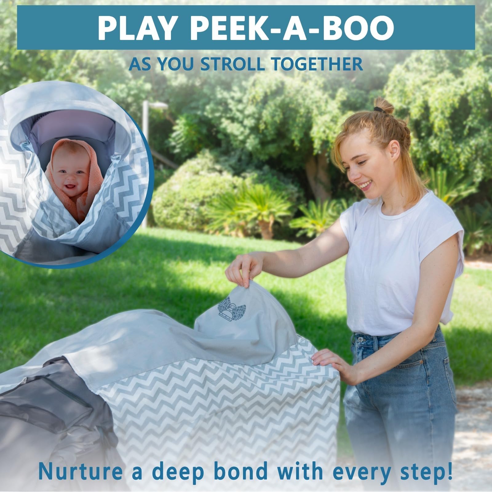 360 Degree Nursing Cover for Breastfeeding - Hands-Free Privacy Poncho, Soft Breathable Cotton, Includes Carry Bag - Perfect for Nursing, Car Seat & Shopping Cart Cover, Baby Carrier & More - Ideal for Moms On-The-Go