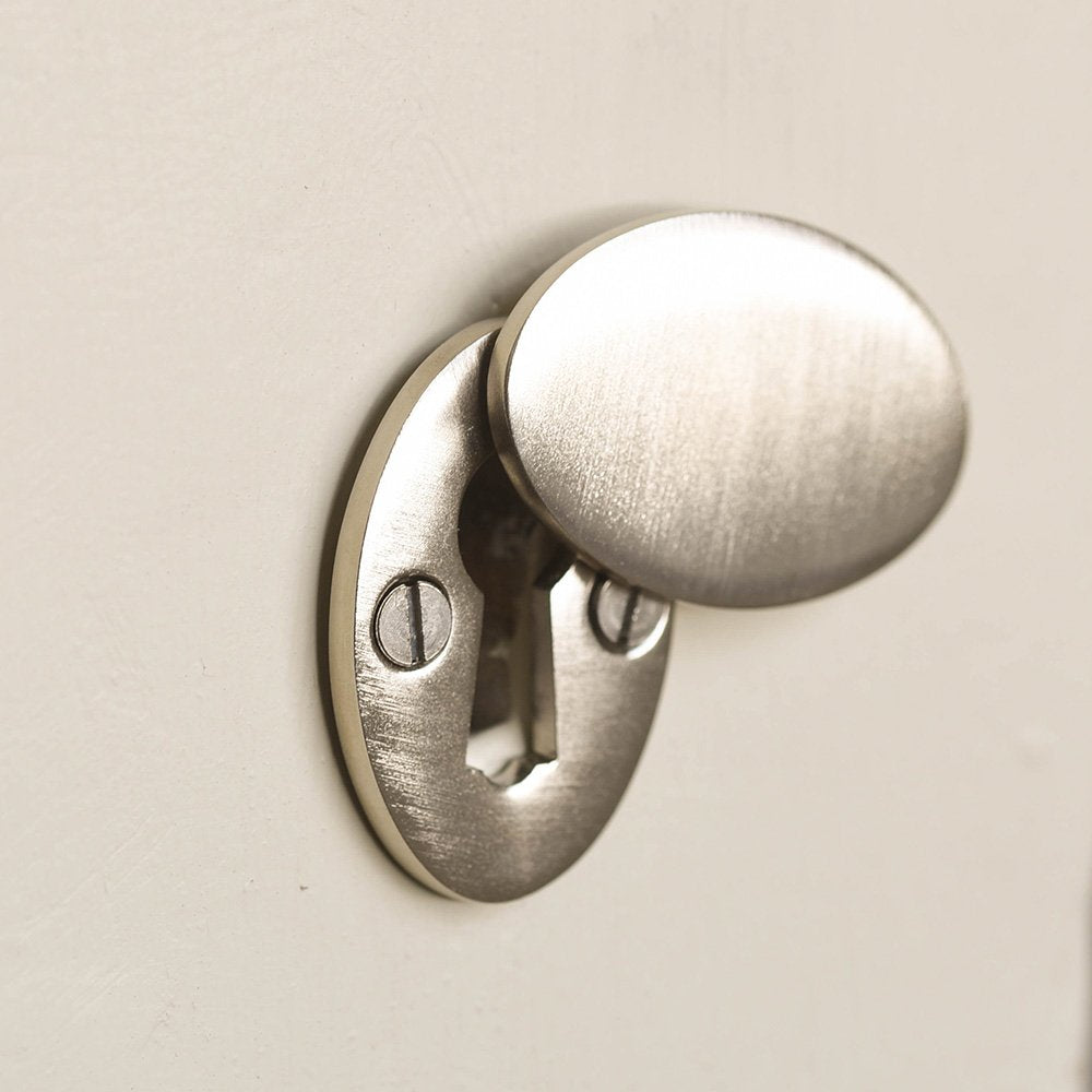Satin Nickel Oval Covered Escutcheon - Premium Door Plate Cover for Home & Office - Perfect for Bathroom, Bedroom, and Cabinet Hardware Installation