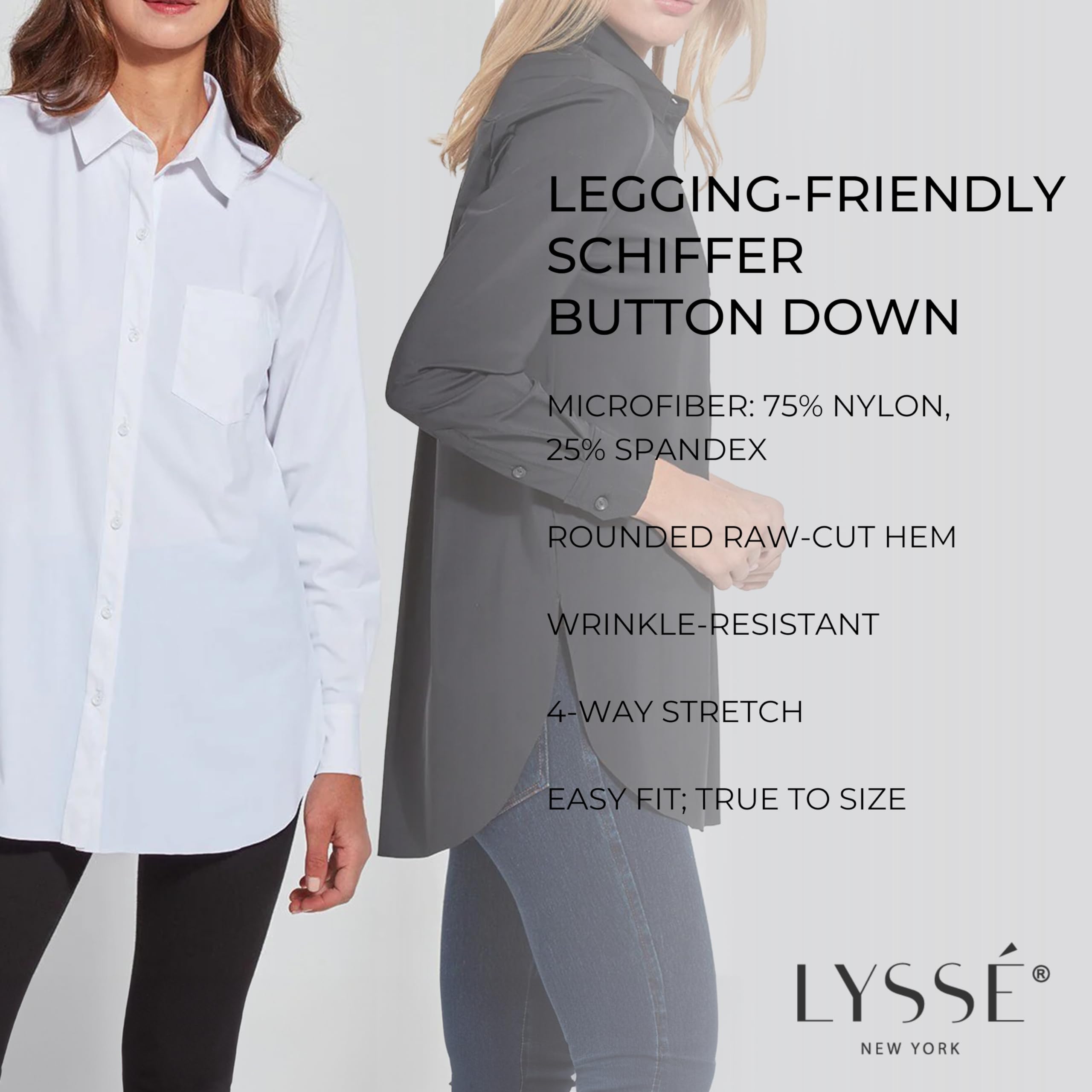 Lyssé Women's Schiffer Button Down Shirt - Classic Casual & Office Blouse for Work, Date Night & Everyday Wear