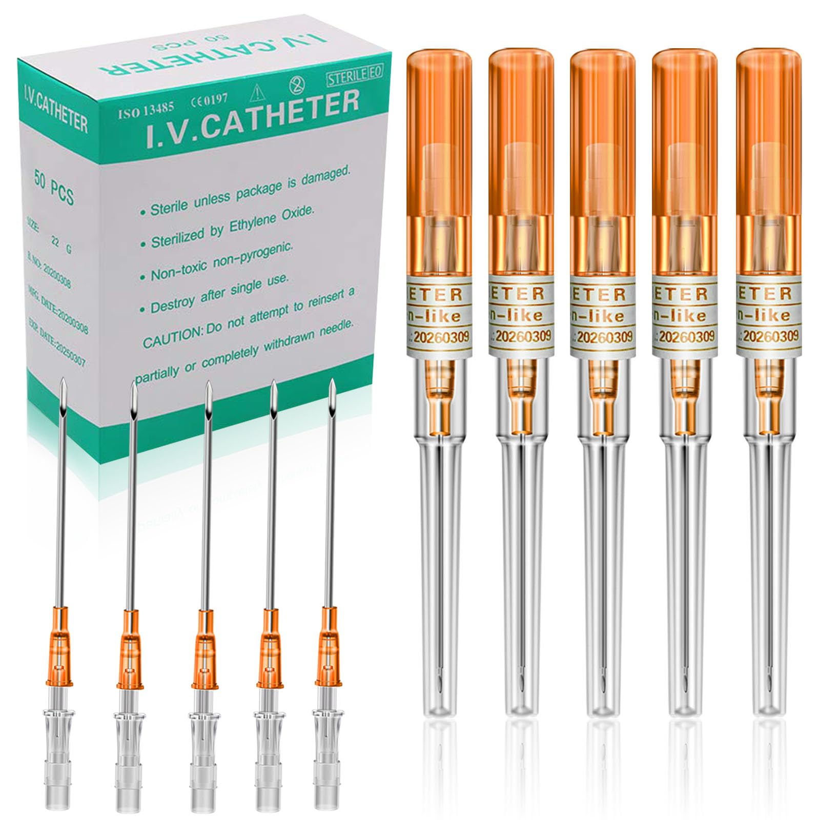 Judero 50Pcs 14G Stainless Steel Hollow Piercing Needles - Professional IV Catheter Needles for Ear, Nose, Lip, Tongue, Belly & Cartilage Piercing Kit | Body Jewelry & Tattoo Supplies | Perfect for Professional Piercers & DIY Enthusiasts