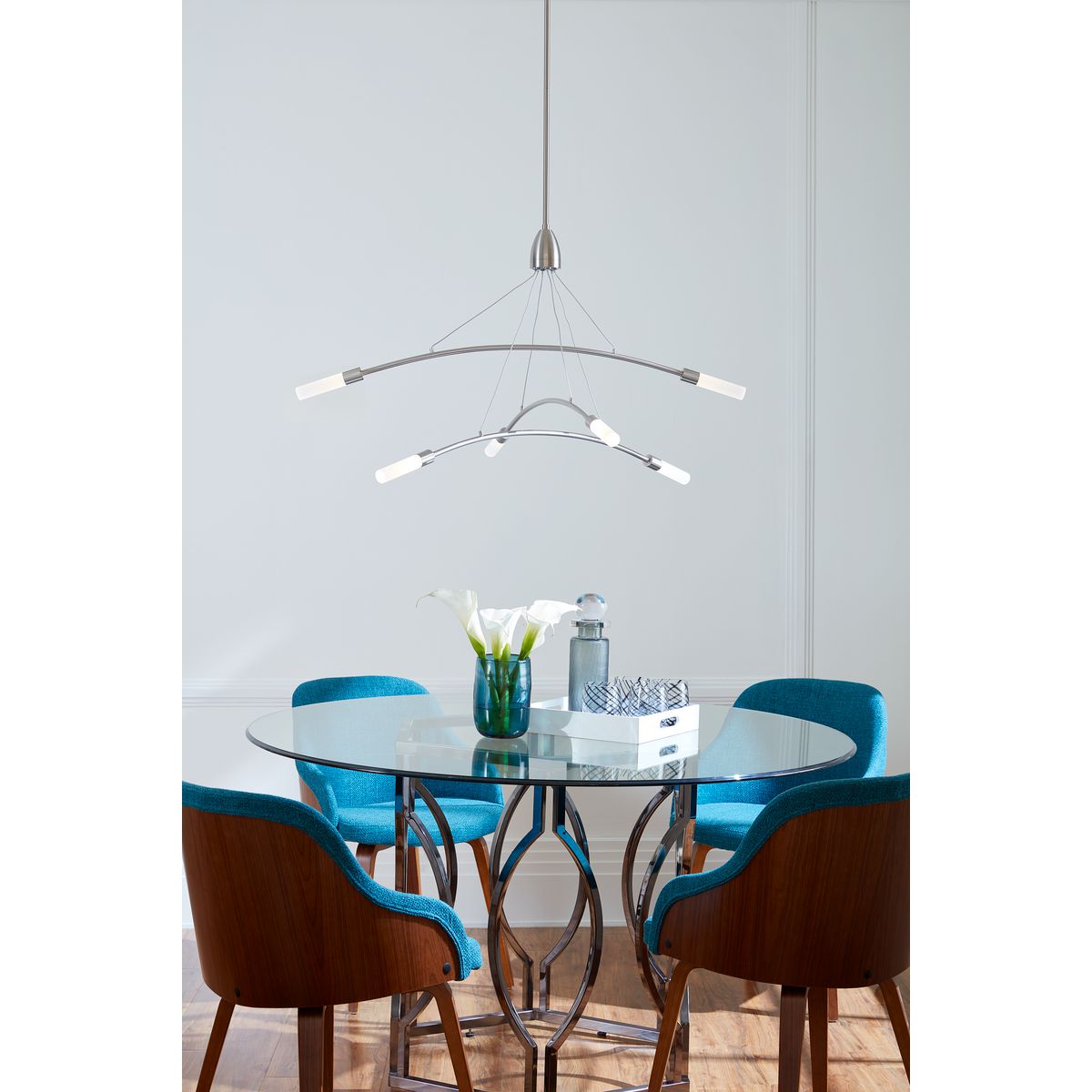 Kylo LED 6-Light Frosted Acrylic Chandelier - Modern Crystal Ceiling Light Fixture for Dining Room, Bedroom, Living Room & Foyer Lighting