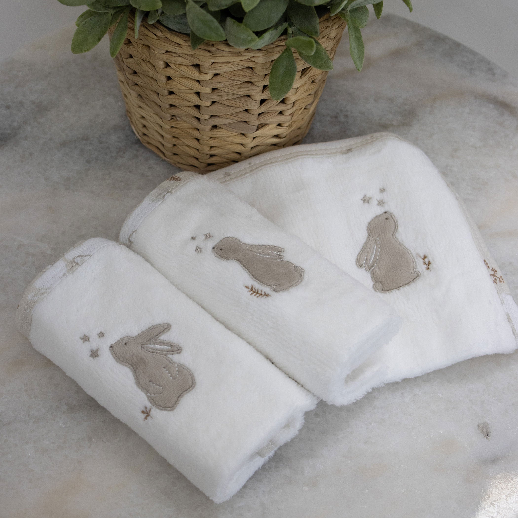 Bunny Dreams 3-Pack Soft Face Wash Cloths | Gentle Cleansing for Sensitive Skin | Perfect for Baby Care, Makeup Removal & Daily Skincare Routine