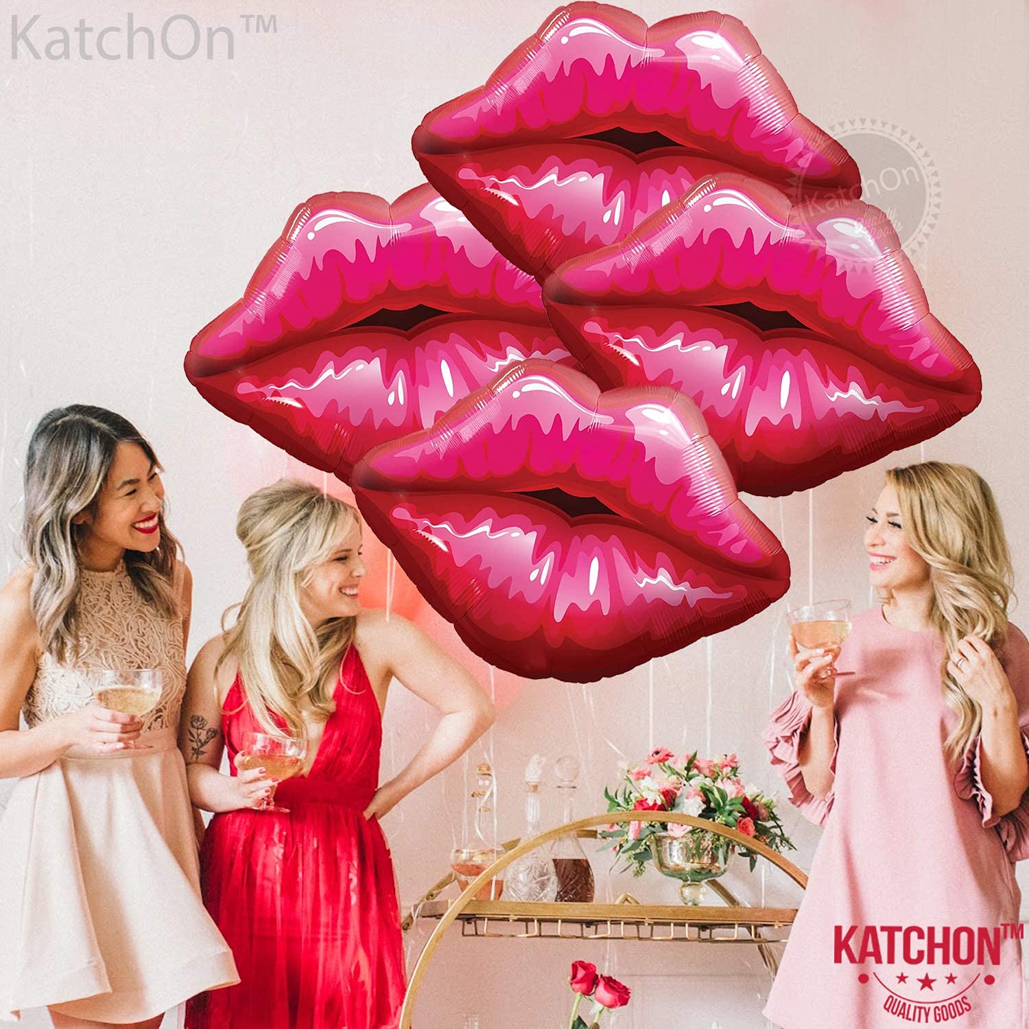 KatchOn Valentine Balloons - 40 Red Lip Shaped Balloons (30 Inch) for Valentine's Day & Galentines Day Decorations | Perfect for Romantic Parties, Wedding Proposals, and Anniversary Celebrations