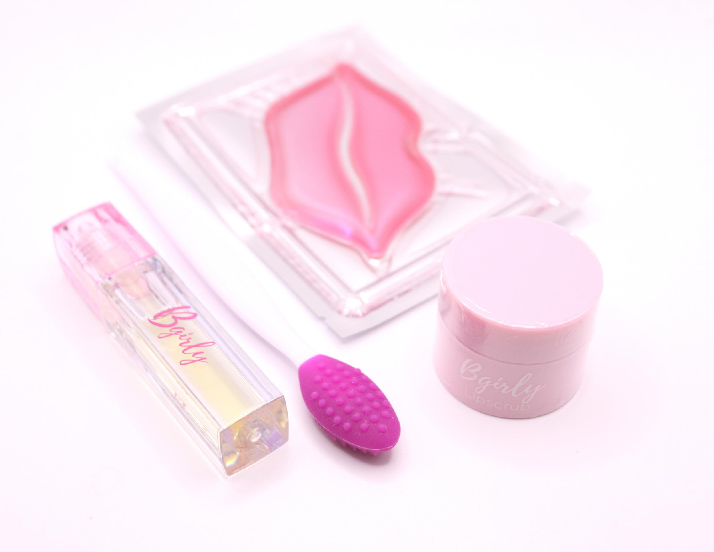Bgirly Lip Care Kit | Hydrating Lip Oil & Exfoliating Sugar Lip Scrub Set with Lip Mask & Brush - Raspberry Flavor for Dry Lips Treatment | Perfect Skincare & Spa Gift for Women - Ideal for Daily Lip Care, Nighttime Routine & Self-Care Pampering