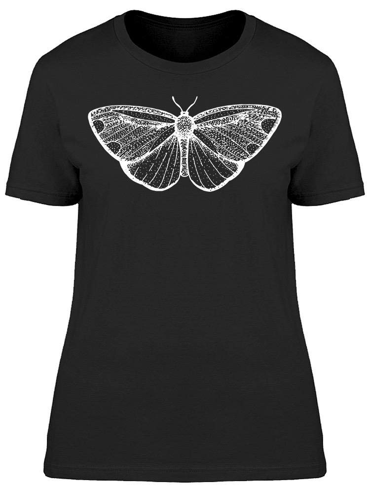 Hand-Drawn Cinnabar Moth Graphic T-Shirt for Women - Soft Cotton Casual Tee for Everyday Wear, Street Style & Nature Lovers