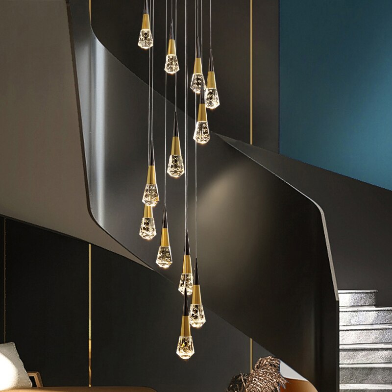 Elegant Crystal Spiral Staircase Chandelier - Modern LED Lighting Fixture for Dining Room, Foyer & Luxury Home Decor