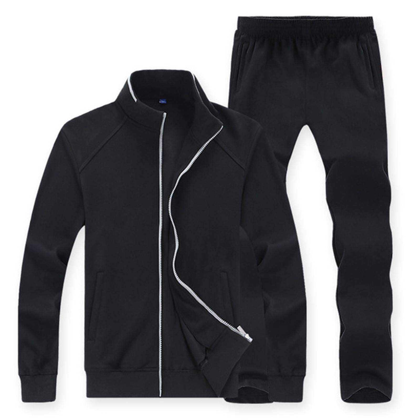Men's 2-Piece Casual Tracksuit Set - Full Zip Stand Collar Jogging Sweatsuit for Running, Gym & Lounge Wear - Comfortable Leisure Outfit for Men's Workout and Daily Wear