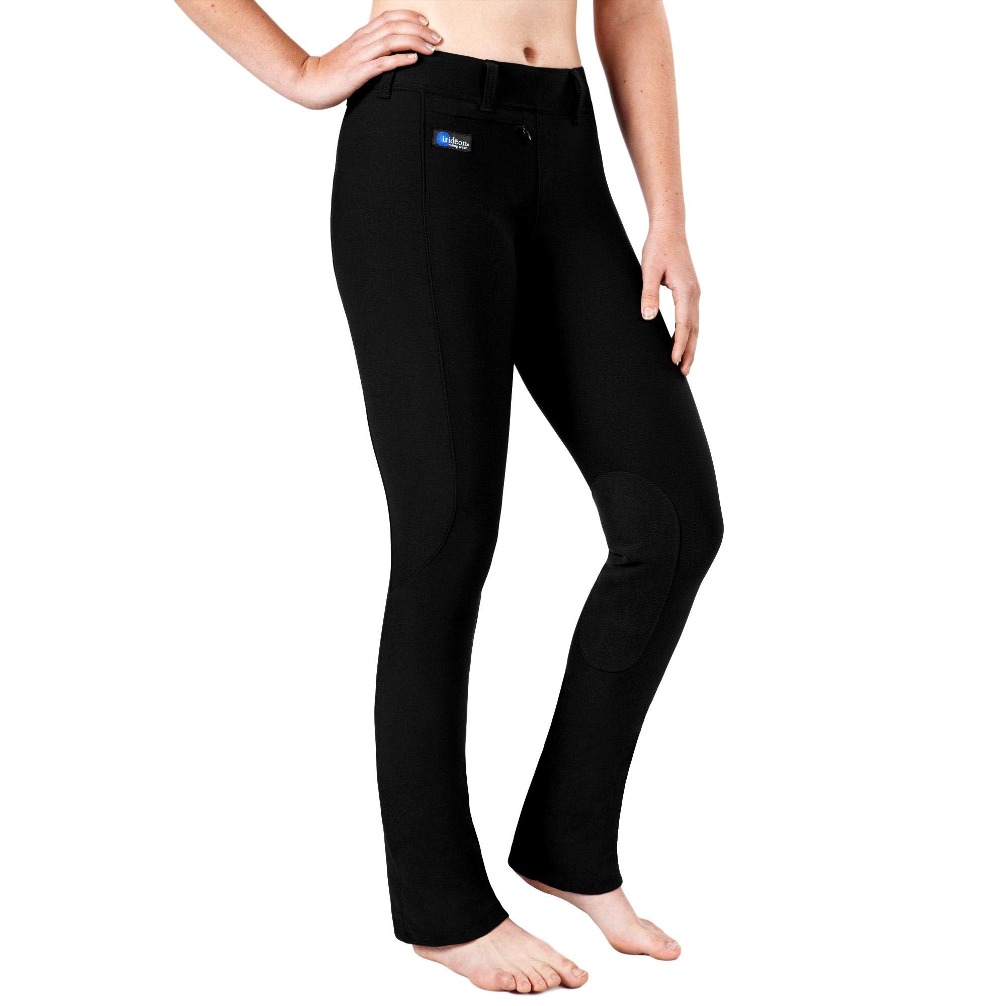 Irideon Women's Boot Cut Tights - Long Length Black Yoga Pants for Workout, Running & Everyday Wear