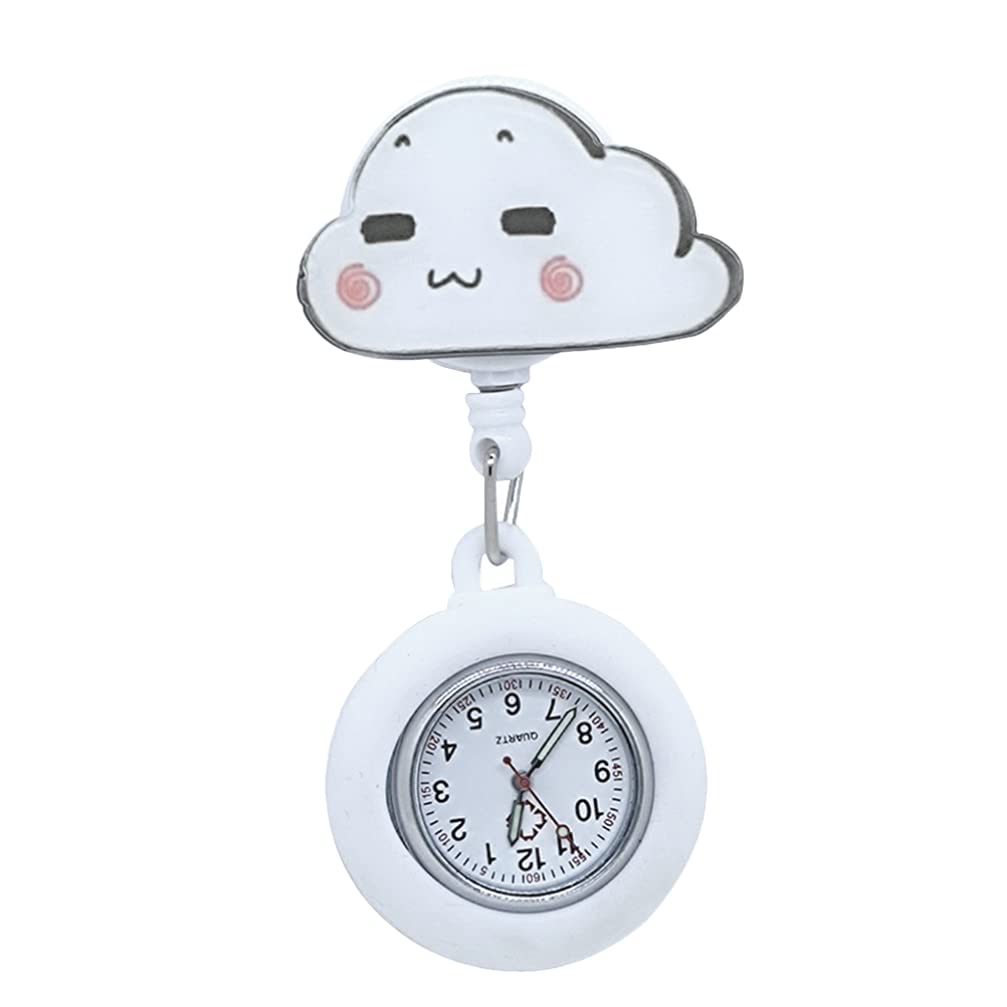 Hemobllo Clip-On Nurse Watch - Waterproof Silicone Cloud Shaped Pocket Watch with Hanging Chain for Nurses & Medical Professionals | Ideal for Clinical Shifts, Hospital Duty & Healthcare Work