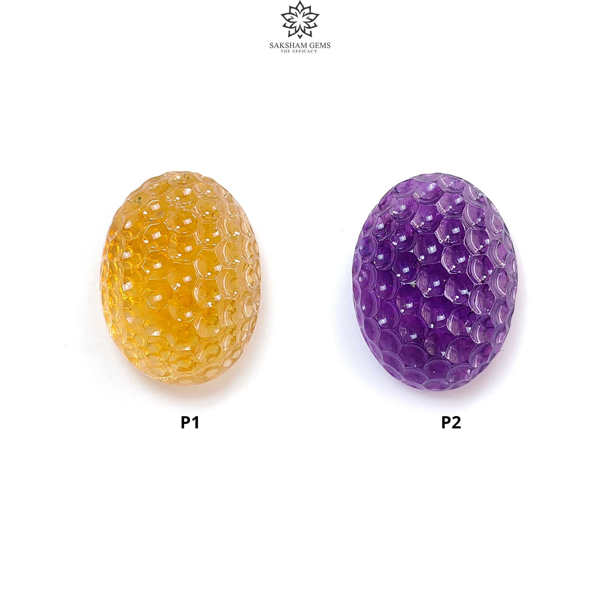 Natural Untreated Citrine & Amethyst Quartz Gemstone Carving - Handcrafted Oval Shape for Jewelry Making, Healing Crystals & Spiritual Decor (1pc) | Perfect for Necklaces, Bracelets, Meditation & Home Decoration