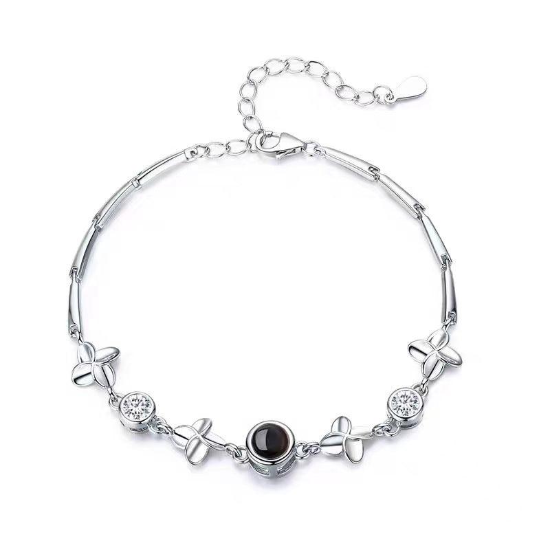 Women's Sterling Silver Photo Projection Bracelet - Custom Engraved Jewelry Gift for Mom, Wife, Girlfriend - Perfect for Birthdays, Anniversaries & Special Occasions