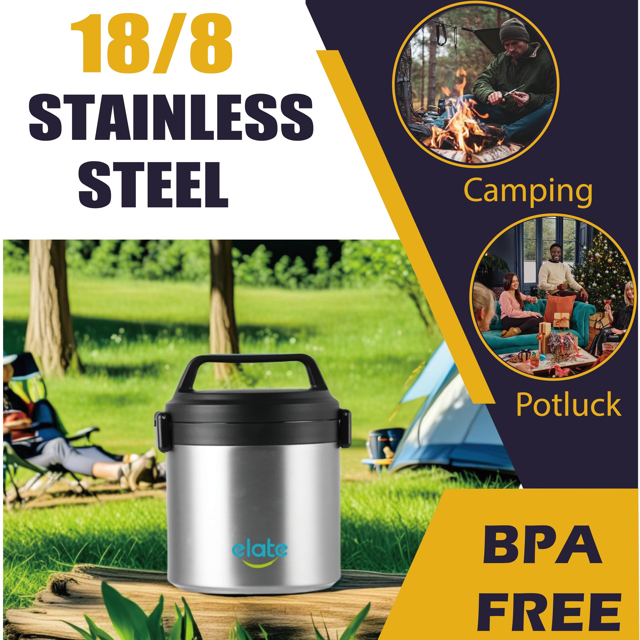 64oz Vacuum-Insulated Stainless Steel Food Thermos | Wide-Mouth Hot Food Container for Lunch, Camping & Travel | Leak-Proof Thermal Jar for Soup, Stew & Meals | Perfect for Office, Hiking & Picnics