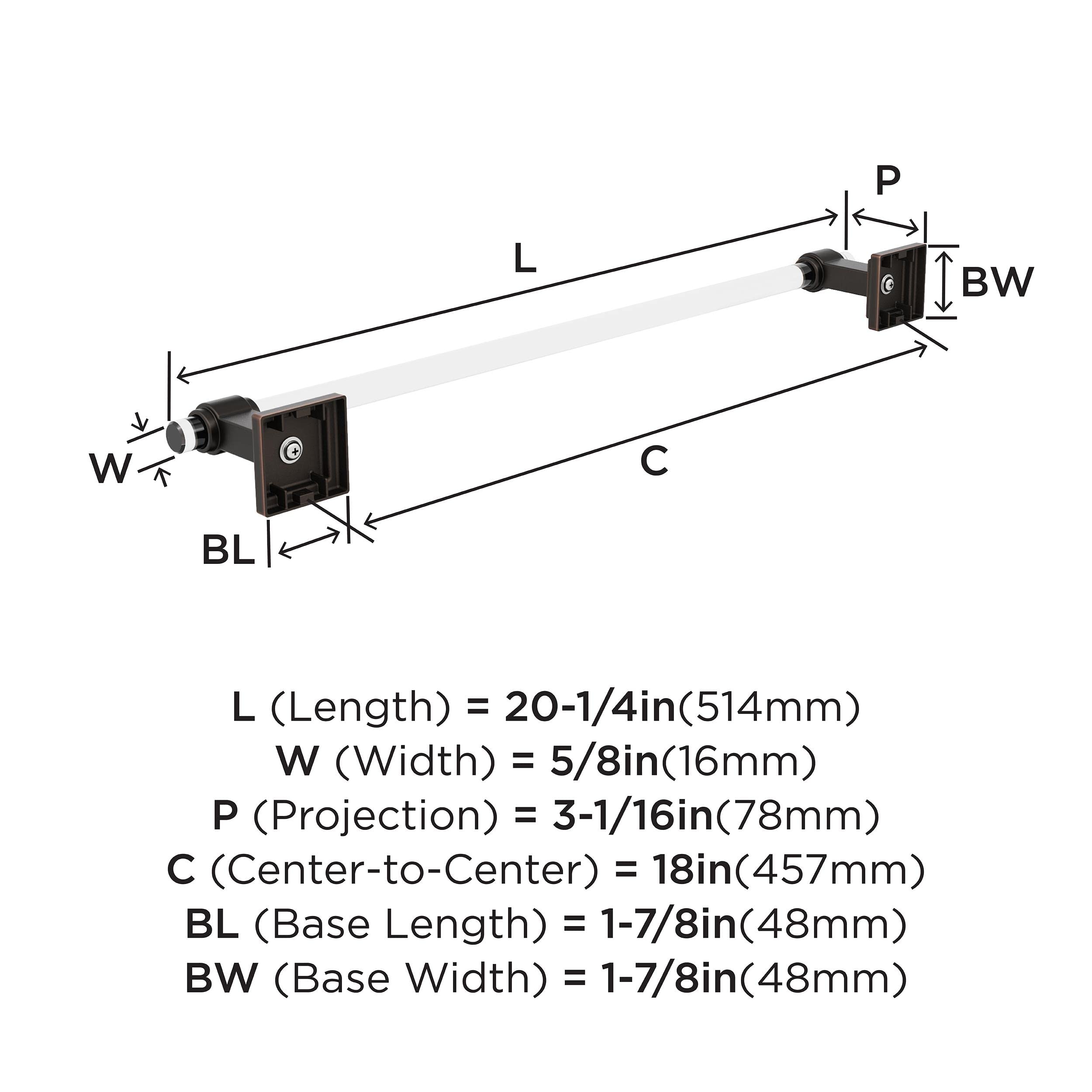 Amerock BH36063CORB 18 Inch Oil-Rubbed Bronze Towel Bar - Modern Bathroom Towel Rack Holder for Bathroom, Spa & Guest Room Decor - Durable Bath Accessories Hardware (457mm)