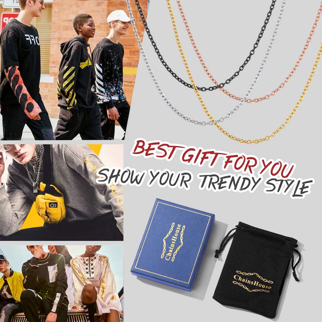 ChainsHouse Thin Rolo Chain Necklaces for Women & Men - 1.4MM/2MM Stainless Steel Cable Chains with 5cm Extender - 14K Gold, Rose Gold & Black Plated Options - 16-30 Inch Adjustable Length - Perfect for Layering, Gifts & Everyday Wear