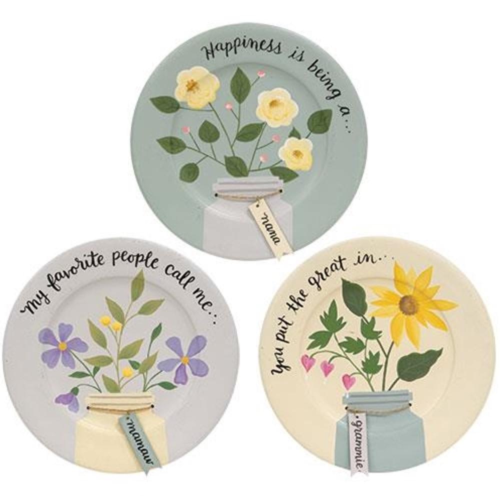 My Favorite People Call Me Grandma Plate - Set of 3 Assorted Ceramic Plates for Grandmothers, Perfect for Family Gatherings & Holiday Meals